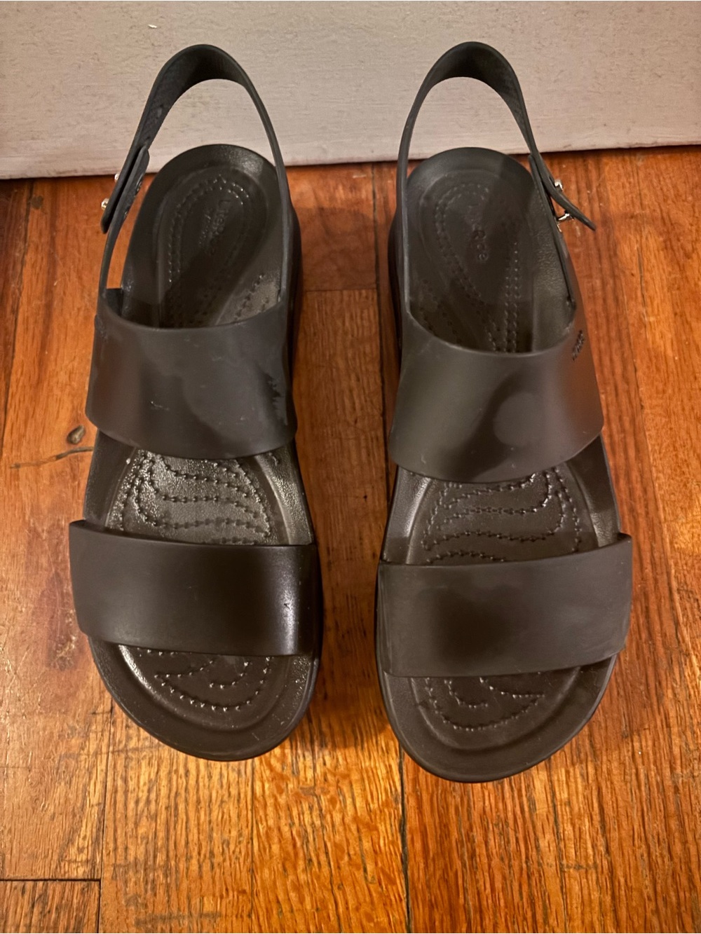 CROCS Women's Brooklyn Low Wedge Sandals — Black - Picture 4 of 4